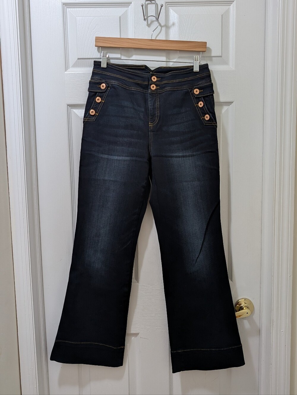 INC International Concepts Dark Wash Jeans with Copper Buttons